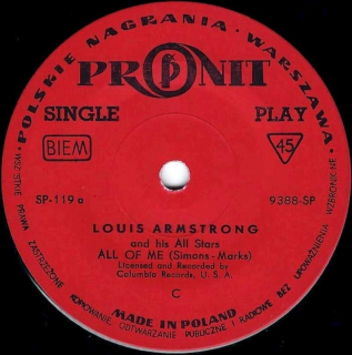 Louis Armstrong And His All-Stars - All Of Me / The Memphis Blues  - SP / Vinyl